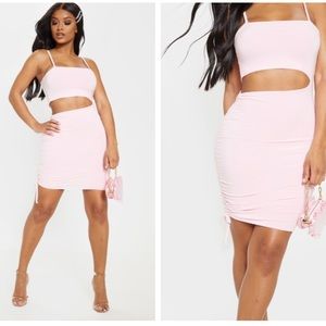 PLT Pink Runched Bodycon Dress